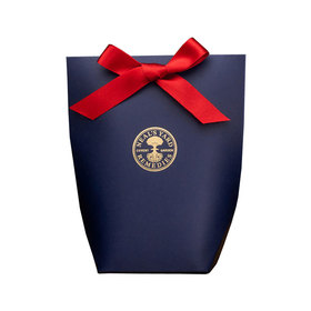 Medium Blue Pouch With Red Ribbon