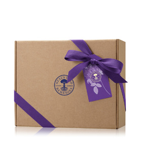 Large Kraft Box, Purple Ribbon, Tissue paper & Tag