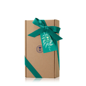 Dispenser Kraft Box, Turquois Ribbon, Tissue paper & Tag